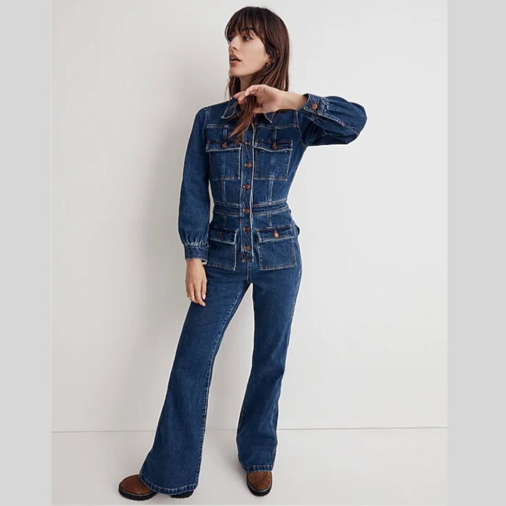 NWOT Madewell Denim Flare Jumpsuit - Size 4